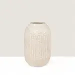 Keramikinė vaza - šviesiai ruda su raštais