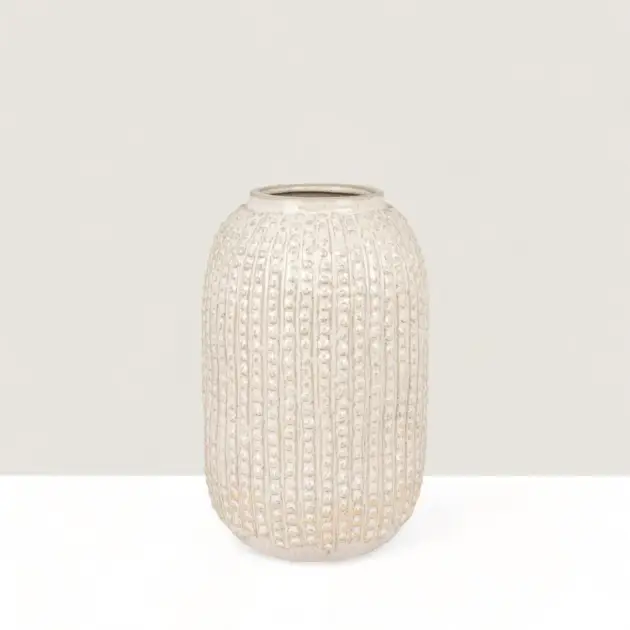 Keramikinė vaza - šviesiai ruda su raštais